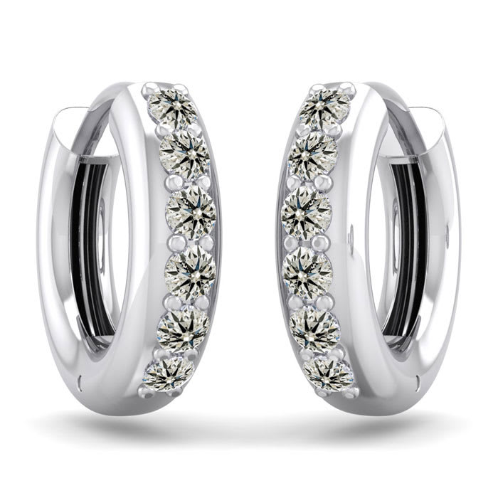 1/3 Carat Diamond Mens Hoop Earrings In 14 Karat White Gold