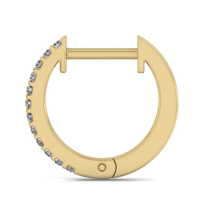 0.06 Carat Diamond Single Mens Hoop Earring In 14 Karat Yellow Gold