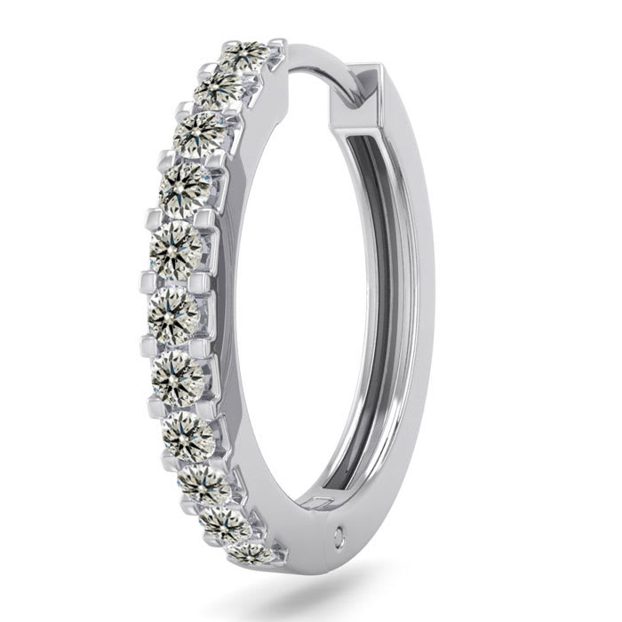 Super Jeweler Men Accessories Jewelry Earrings Hoop 1/10 Carat Diamond Single Mens Hoop Earring in 14K 1 gram 