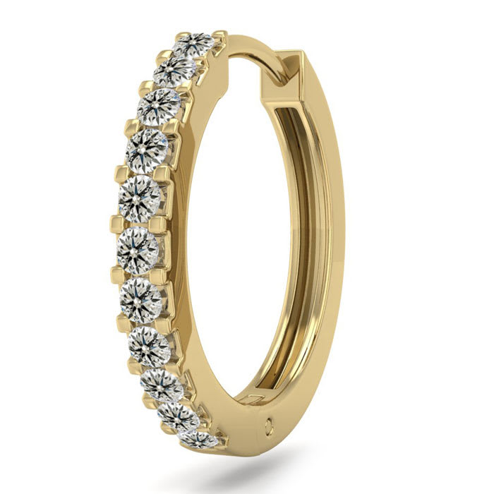1/10 Carat Diamond Single Mens Hoop Earring in 14K 1 gram Super Jeweler Men Accessories Jewelry Earrings Hoop 