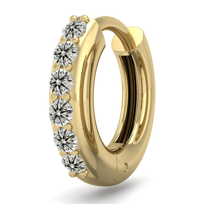 1 gram 1/10 Carat Diamond Single Mens Hoop Earring in 14K Super Jeweler Men Accessories Jewelry Earrings Hoop 