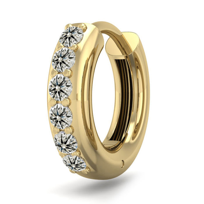 1/6 Carat Diamond Single Mens Hoop Earring in 14K Super Jeweler Men Accessories Jewelry Earrings Hoop 1.75 g 