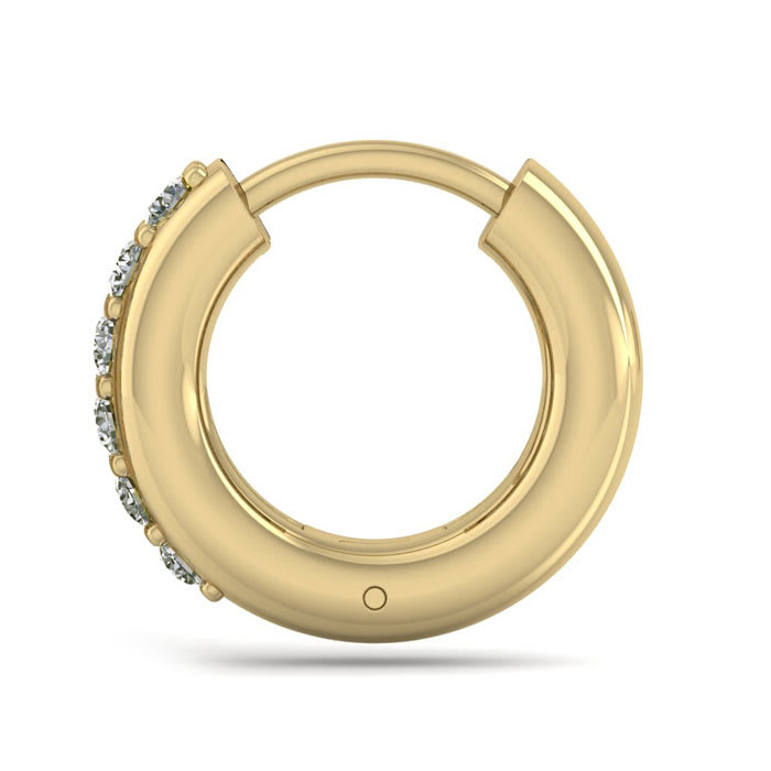 1/6 Carat Diamond Single Mens Hoop Earring In 14 Karat Yellow Gold