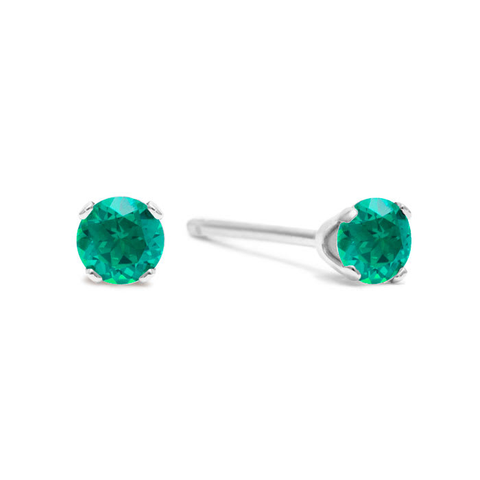 5 Point Emerald Stud Earrings In Sterling Silver.  So Cute!