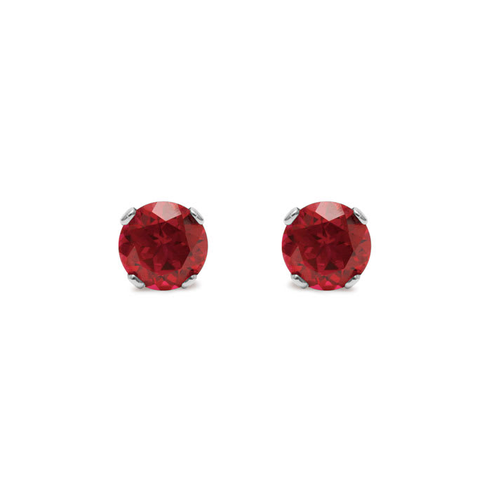 5 Point Ruby Stud Earrings In Sterling Silver. So Cute!