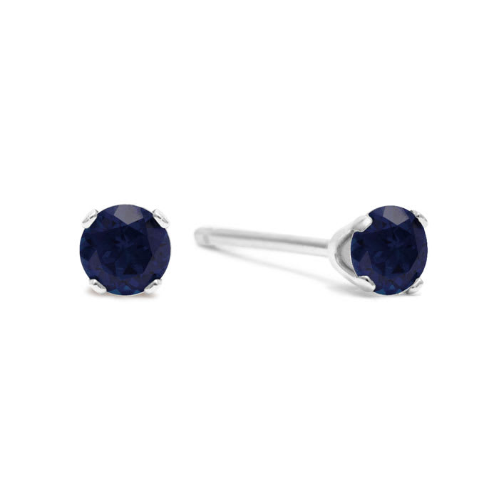 5 Point Sapphire Stud Earrings In Sterling Silver
