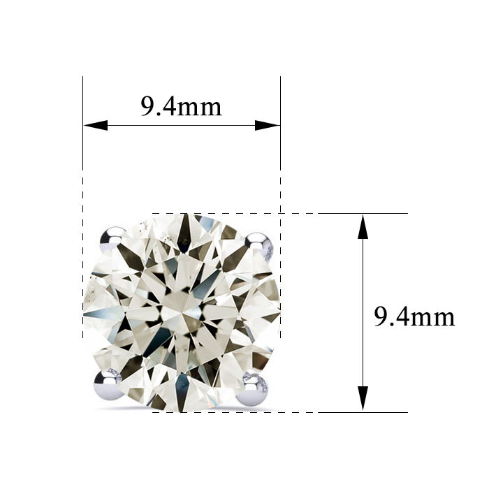 6 Carat Round Diamond Stud Earrings In 14 Karat White Gold 