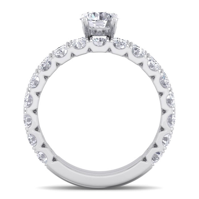 3 1/4 Carat Round Diamond Bridal Set In 14 Karat White Gold.  Comes With Both The Engagement Ring And Wedding Band.  An Amazing Bridal Set!
