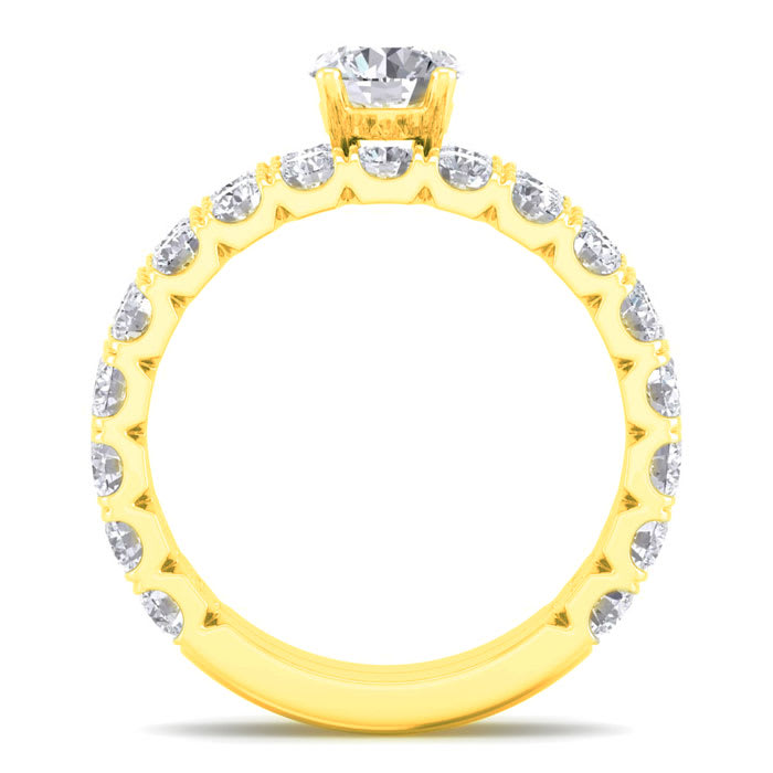 3 1/4 Carat Round Diamond Bridal Set In 14 Karat Yellow Gold.  Comes With Both The Engagement Ring And Wedding Band.  An Amazing Bridal Set!