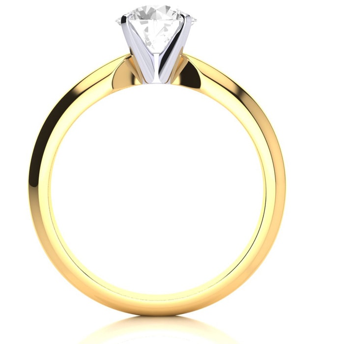 Moissanite Engagement Ring; 1 Carat Moissanite Solitaire Engagement Ring In 14 Karat Yellow Gold
