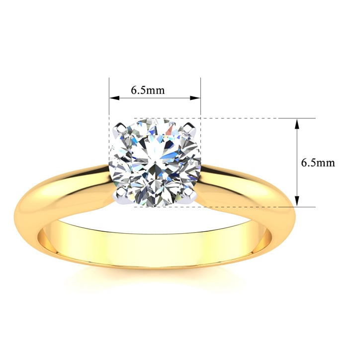 Moissanite Engagement Ring; 1 Carat Moissanite Solitaire Engagement Ring In 14 Karat Yellow Gold