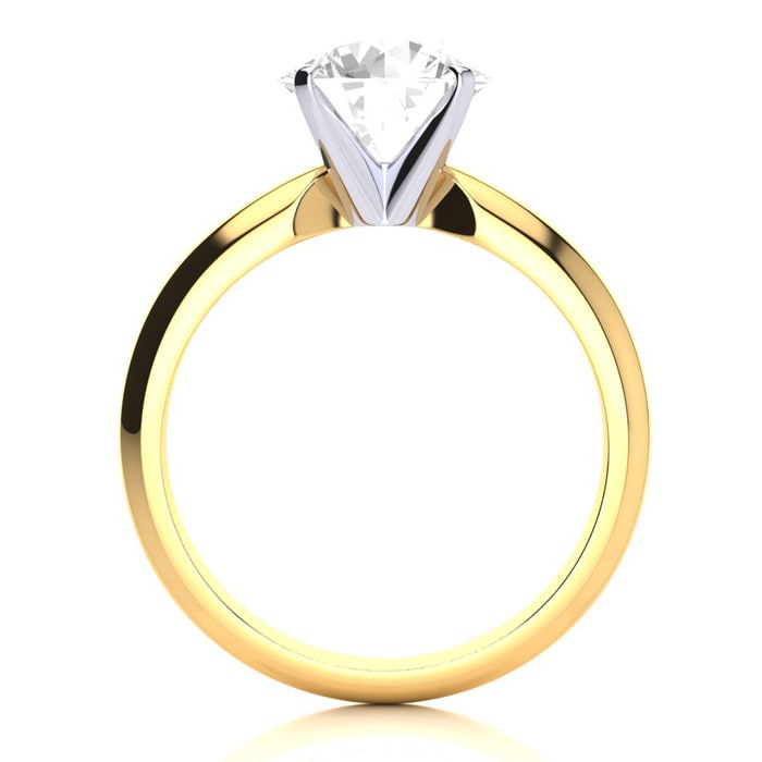 Moissanite Engagement Ring; 2 Carat Moissanite Solitaire Engagement Ring In 14 Karat Yellow Gold