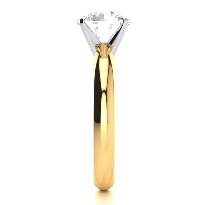 Moissanite Engagement Ring; 2 Carat Moissanite Solitaire Engagement Ring In 14 Karat Yellow Gold