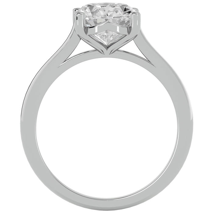Moissanite Engagement Ring; 2 1/2 Carat Oval Shape Moissanite Solitaire Engagement Ring In 14 Karat White Gold