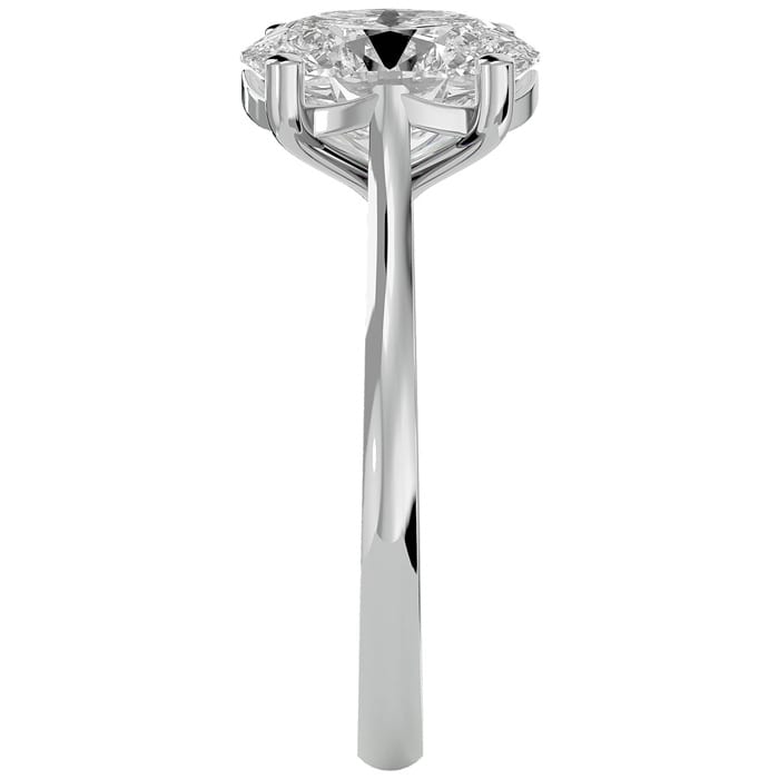 Moissanite Engagement Ring; 2 1/2 Carat Oval Shape Moissanite Solitaire Engagement Ring In 14 Karat White Gold