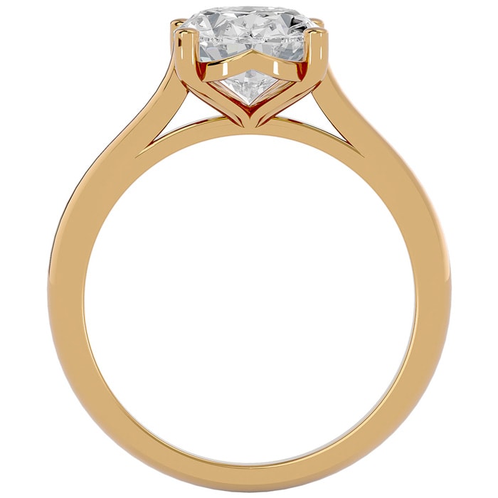 Moissanite Engagement Ring; 2 1/2 Carat Oval Shape Moissanite Solitaire Engagement Ring In 14 Karat Yellow Gold