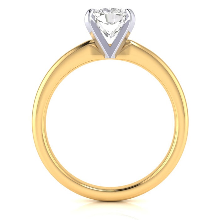 Moissanite Engagement Ring; 1 1/2 Carat Cushion Cut Moissanite Solitaire Engagement Ring In 14 Karat Yellow Gold