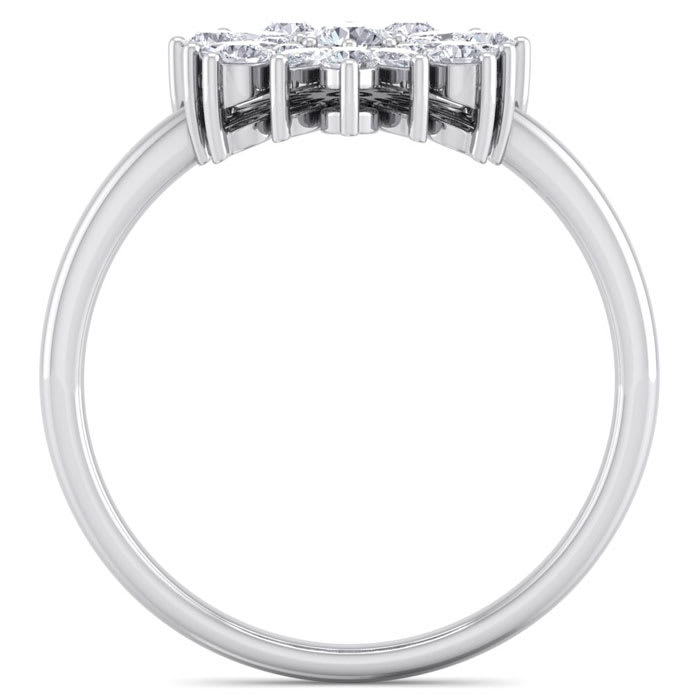 1/2 Carat Round Diamond Flower Ring In 14 Karat White Gold