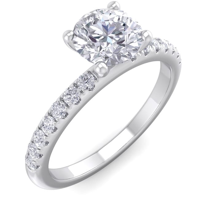 1 Carat Round Shape Classic Diamond Engagement Ring In 14 Karat White Gold