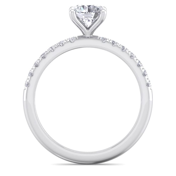 1 Carat Round Shape Classic Diamond Engagement Ring In 14 Karat White Gold