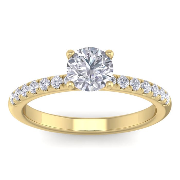 1 Carat Round Shape Classic Diamond Engagement Ring In 14 Karat Yellow Gold