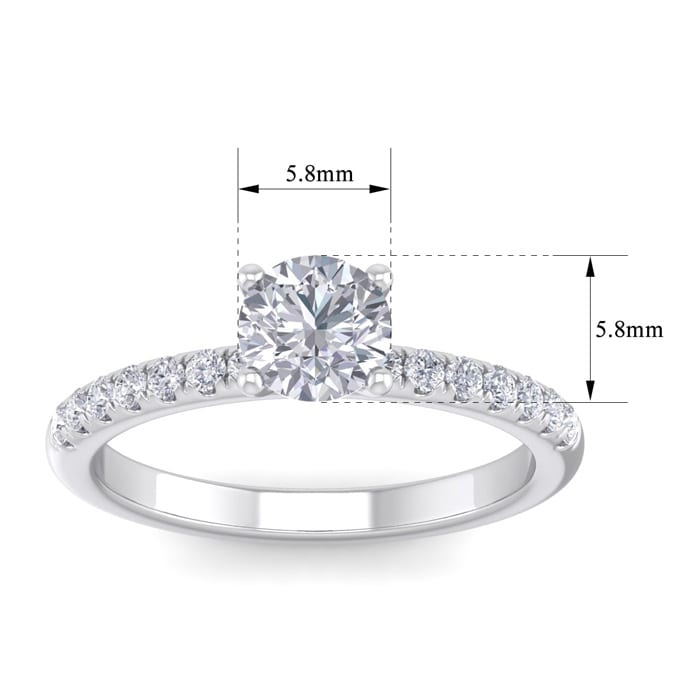 1 Carat Round Shape Classic Diamond Engagement Ring In 14 Karat White Gold