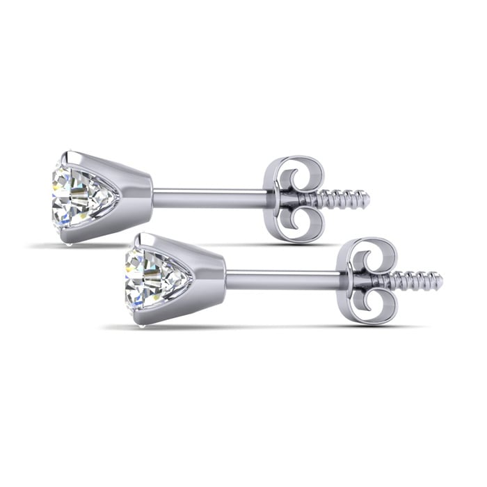1 Carat Colorless Diamond Stud Earrings In 14 Karat White Gold