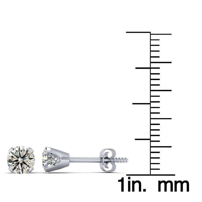 1 Carat Colorless Diamond Stud Earrings In 14 Karat White Gold