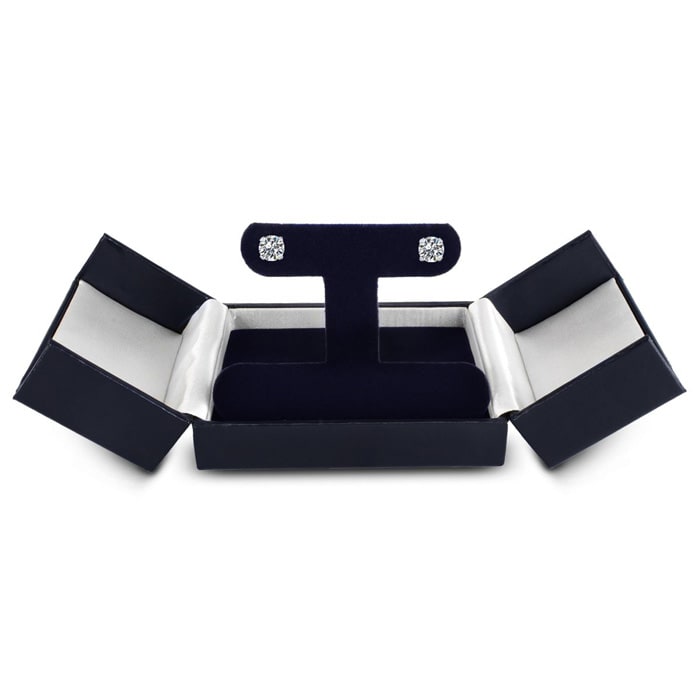 1 Carat Colorless Diamond Stud Earrings In 14 Karat White Gold