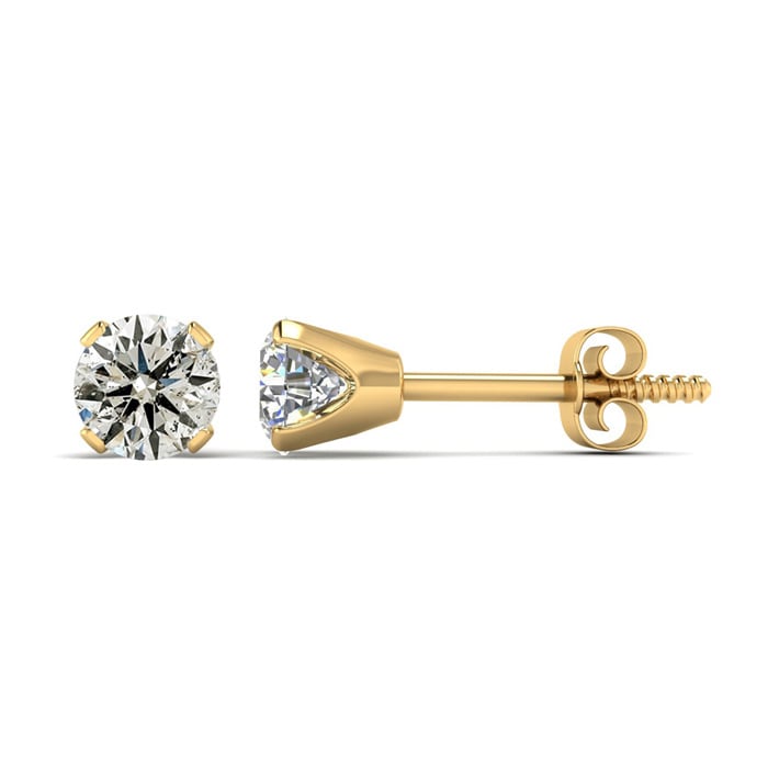 1 Carat Colorless Diamond Stud Earrings In 14 Karat Yellow Gold