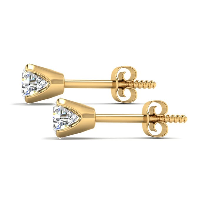 1 Carat Colorless Diamond Stud Earrings In 14 Karat Yellow Gold