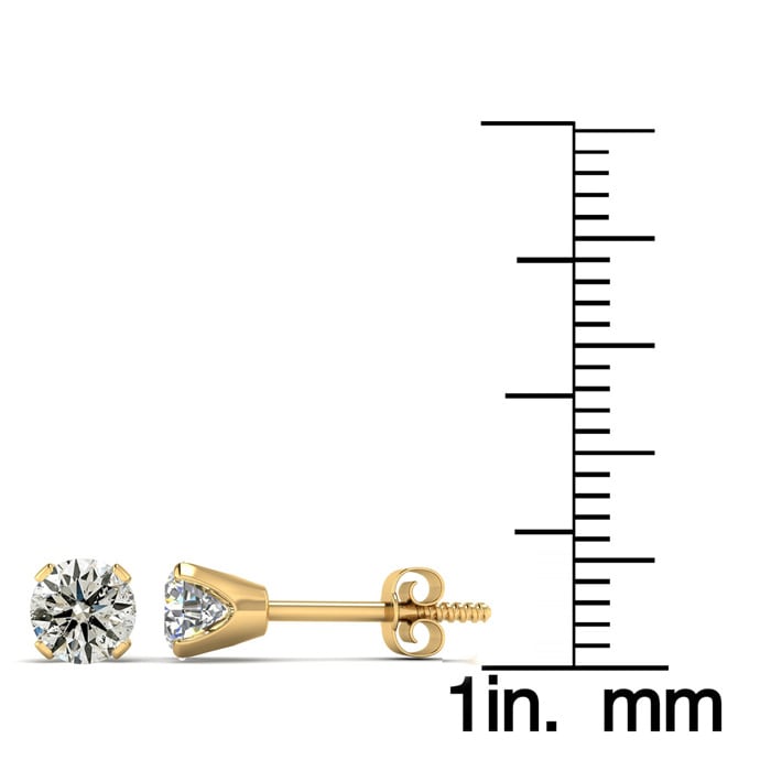 1 Carat Colorless Diamond Stud Earrings In 14 Karat Yellow Gold