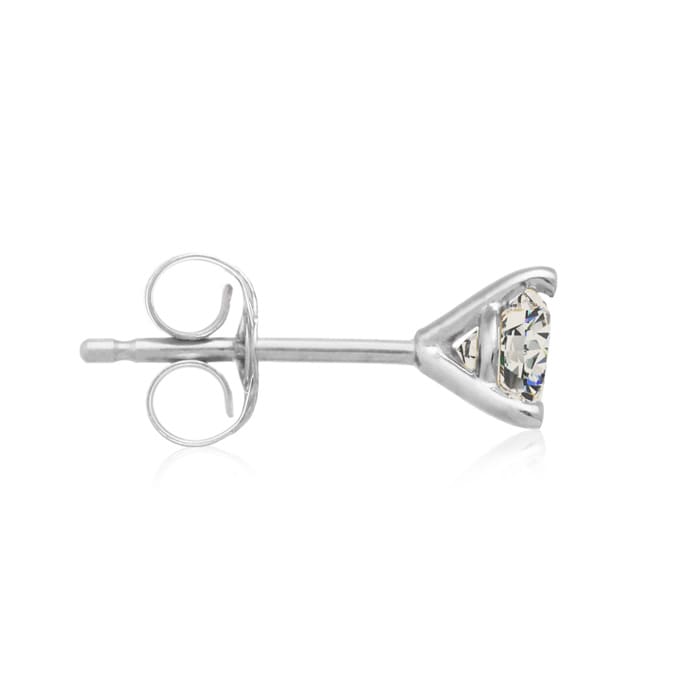 1/2 Carat Round Diamond Stud Earrings in 14 Karat White Gold with Martini Setting