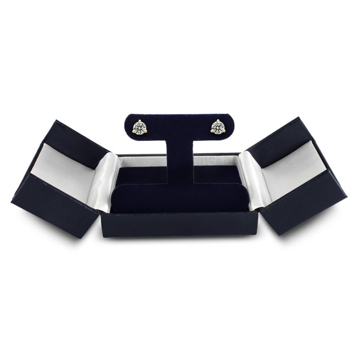 1/2 Carat Round Diamond Stud Earrings in 14 Karat Yellow Gold with Martini Setting