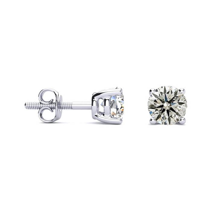 Nearly 3/4 Carat Colorless Diamond Stud Earrings In 14 Karat White Gold