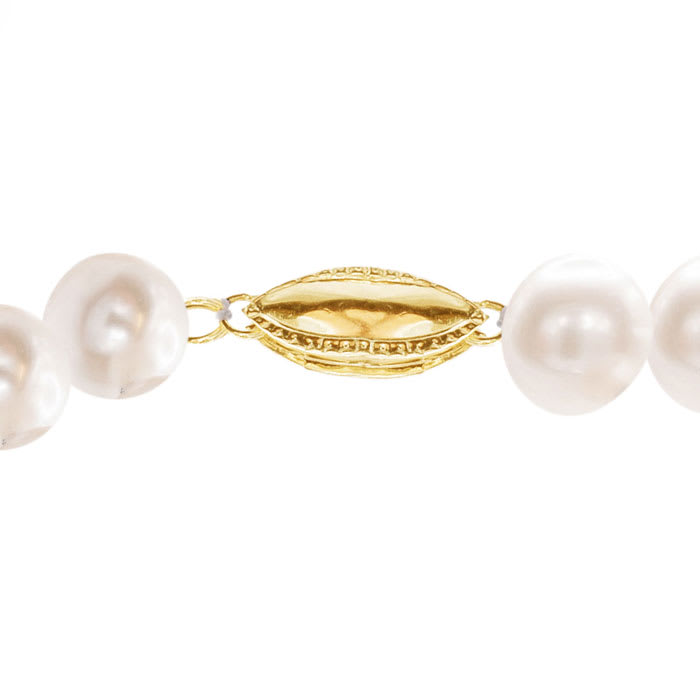 7 Inch 7mm AA Hand Knotted Pearl Bracelet, 14k Yellow Gold Clasp
