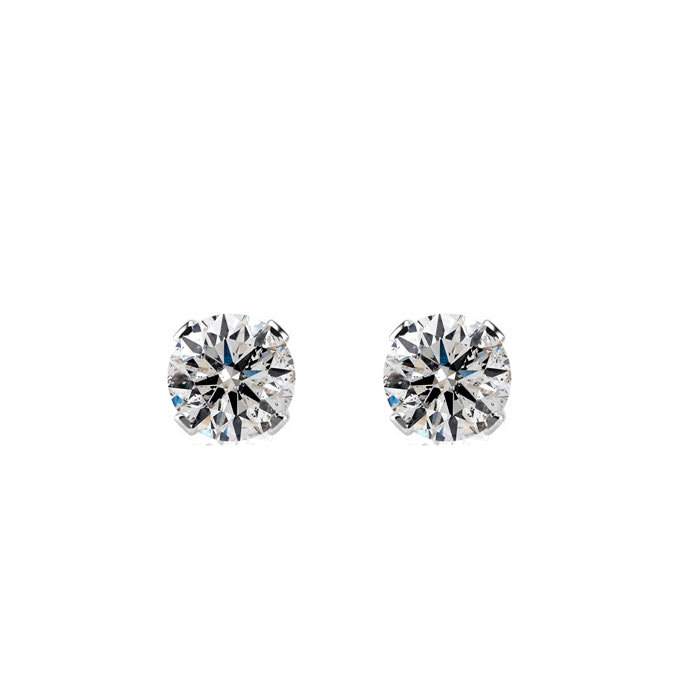 Nearly 1/2 Carat Colorless Diamond Stud Earrings In 14 Karat White Gold