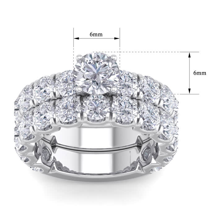 6 Carat Round Shape Diamond Bridal Set In 14 Karat White Gold