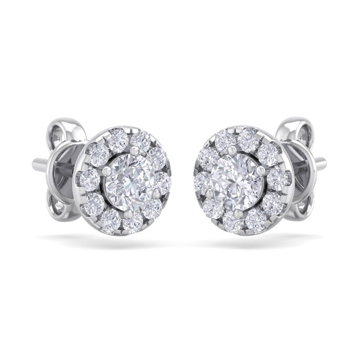 2 1/2 Carat Halo Diamond Stud Earrings In 14 Karat White Gold. Brand New Fantastic Martini Halos!