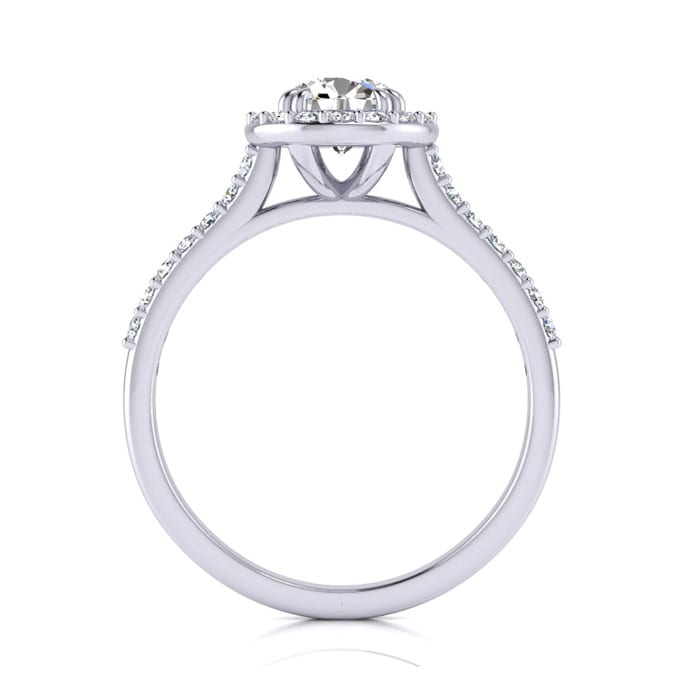 1 Carat Round Halo Diamond Engagement Ring in 14K White Gold.
