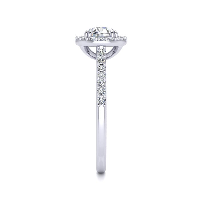 1 Carat Round Halo Diamond Engagement Ring in 14K White Gold.

