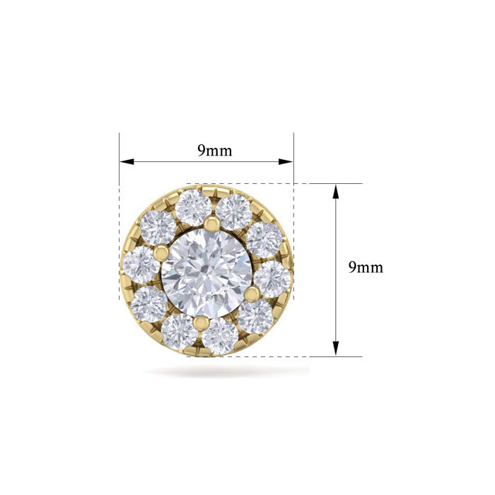 1 1/2 Carat Halo Diamond Stud Earrings In 14 Karat Yellow Gold