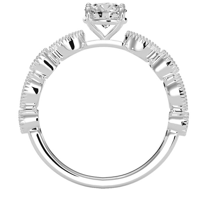 1 1/4 Carat Round and Marquise Vintage Diamond and Sapphire Engagement Ring In 14 Karat White Gold