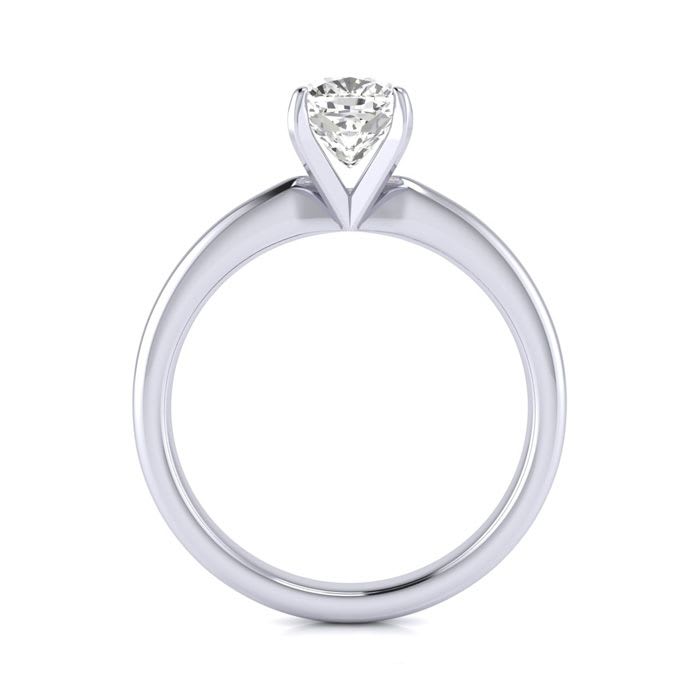 1 Carat Cushion Cut Diamond Solitaire Engagement Ring In 14K White Gold