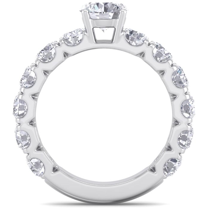 3 1/2 Carat Round Shape Diamond Engagement Ring In 14 Karat White Gold. Incredible, Large Engagement Ring, Eternity Style!