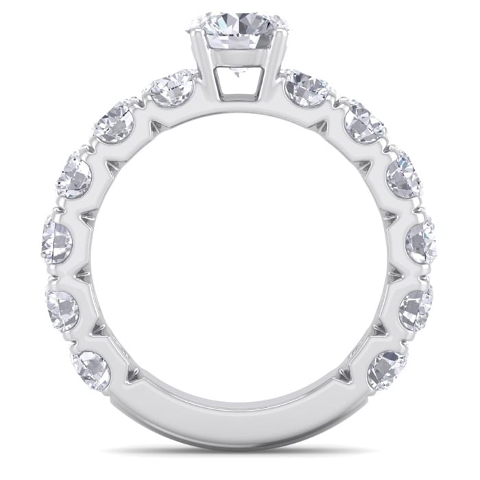 3 1/2 Carat Round Shape Diamond Engagement Ring In 14 Karat White Gold