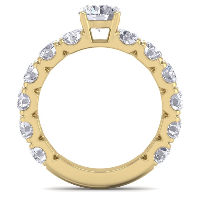 3 1/2 Carat Round Shape Diamond Engagement Ring In 14 Karat Yellow Gold
