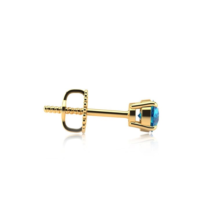 1/2ct Blue Diamond  Stud Earring in Yellow Gold