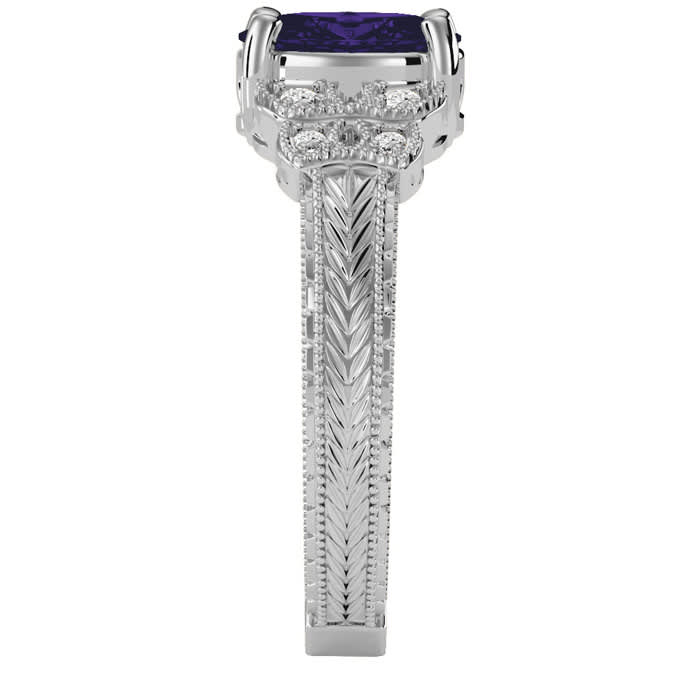 1 Carat Oval Shape Amethyst and Diamond Ring In 10 Karat White Gold
