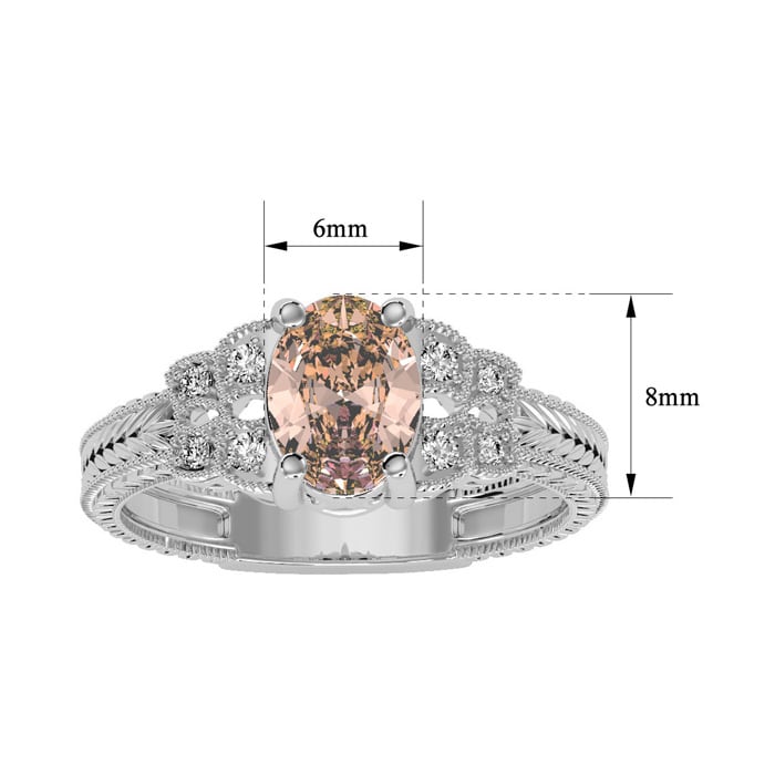 1-1/4 Carat Oval Shape Morganite and Diamond Ring In 10 Karat White Gold